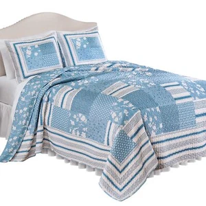 Payton Reversible Floral Stripe Patchwork Oversized Quilt - Picture 1 of 6