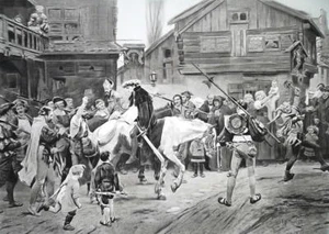 SUECIA 1526 Rebeldes contra el rey antes de la ejecución - 1888 Estampado antiguo fino - Imagen 1 de 1