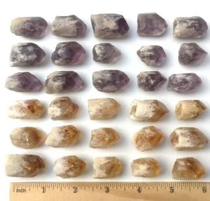 30 Stck. Citrin und Amethyst kurze Spitzen Quarz Kristall Schmuck Edelstein - Bild 1 von 10