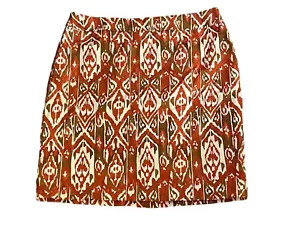 Valerie Bertinelli rot & weiß Ikat Print Rock Größe 14 100 % Baumwolle #V-5-11-10 - Bild 1 von 4