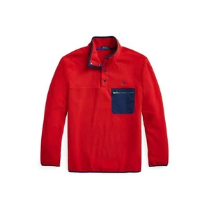 Polo Ralph Lauren Mens RL Red Mockneck Fleece Jacket $148 - Picture 1 of 2