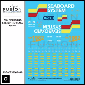 O Scale CSX Seaboard System Heritage GEVO Lokomotive Aufkleber Set - Bild 1 von 1