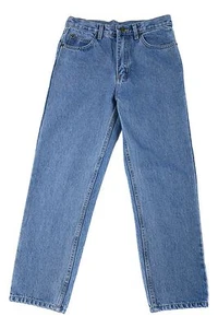 Boy's Classic/Straight Leg Eagle blue jeans Medium Blue 100% Cotton Solid 8-18 - Picture 1 of 2