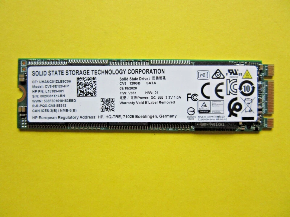 HP CV8-8E128-HP 128GB M.2 2280 SATA PCIe Solid State Drive SSD L15189-001 V881 - Image 1 of 4