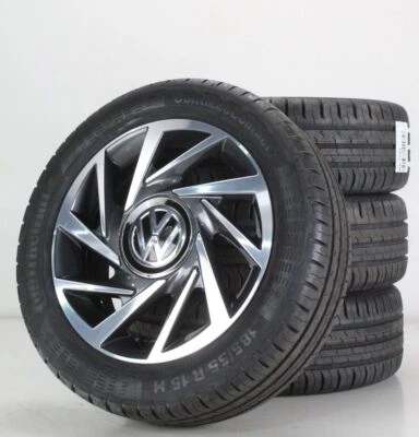 VW UP 1S Sommerräder Conti 15 Zoll Alufelgen Woodstock grau Felgen 1S0601025BM - Bild 1 von 4