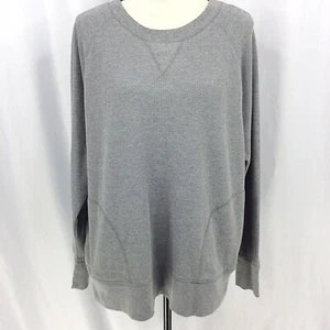 Eddie Bauer Thermal Top Womens Size 2XL Gray Waffle Knit Pockets Raglan Sleeve - Picture 1 of 10