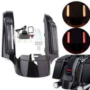 Zestaw powięzi tylnego błotnika ze światłem LED do Harley Touring Road King Glide 2014-23 - Zdjęcie 1 z 19
