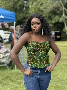 African Print Abies Corset - UK Size 12 - Picture 1 of 12