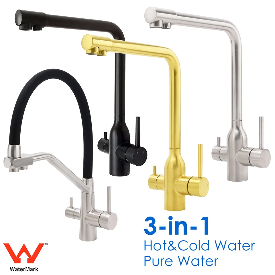 3 Way Kitchen Mixer Pure Drinking Water Basin Sink Tap Faucet Black/Silver/Gold - image 1 of 1