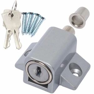 GROSSES 10er PACK SILBER TERRASSENTÜRSCHLOSS SCHNÄPPER + BEFESTIGUNGEN Schiebefenster Verriegelung Set - Bild 1 von 2