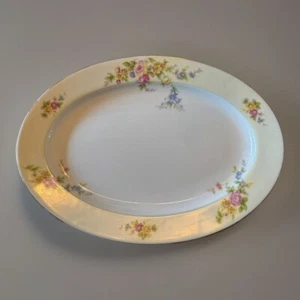 Vintage MEITO China 12” X 8.5” Oval Serving Platter Floral. Made In Japan. - Picture 1 of 3