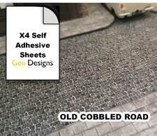 x4 Adhesive Sheets 00 Gauge Model Railway Cobbled Road Effect