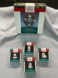 Hallmark Little Frosty Friends ornaments (4) Wreath and Stand NEW OLD STOCK! - Picture 1 of 20