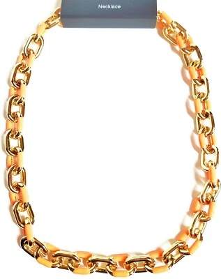 J.Crew 工厂珐琅链接声明项链甜万宝橙色 BI799 全新带标签 — 第 1/4 张图片