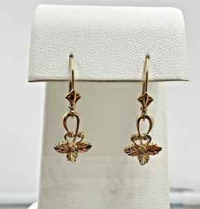 14K Tri Color Black Hills Gold Leverback Earrings  - Picture 1 of 7