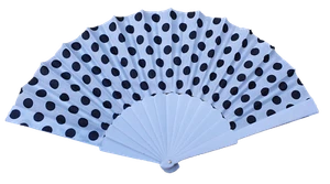 1x Unisex White Polka Dots Spotted Plastic Hand Fan For Weddings Summer Foldable - Picture 1 of 6