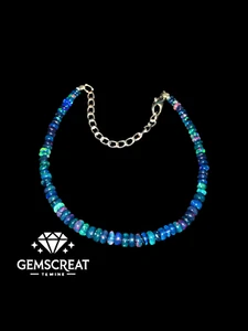 925 Sterling Silver Natural Ethiopian Opal Gemstone Beads 7.5" Opal Bracelet A16 - Picture 1 of 4