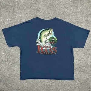 Vintage Big Dogs T Shirt Mens 3XL Blue Short Sleeve Nice Bass Fishing Funny Dad - Picture 1 of 10