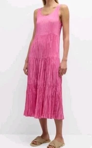 VESTIDO DE SEDA APLASTADA CON NIVELES EILEEN FISHER SIN MANGAS COLOR ROSA TULIPÁN TALLA XXL NUEVO CON ETIQUETAS - Imagen 1 de 8
