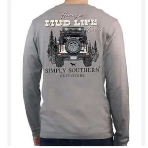 Simply Southern Collection Long Sleeve Gray T-Shirt Mud Life Crisis Unisex Large - Picture 1 of 7