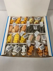 Vintage Schylling Display 24 White Knob Wind-Up Farm Animals Cow Pig Dog Cat - Picture 1 of 4