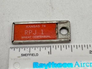 Vintage 1974 Kansas Disabled Veterans DAV License Plate Keychain Tag - RPJ 1 - Picture 1 of 3