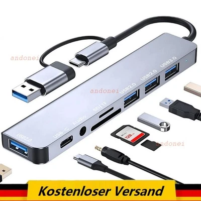 USB-C Hub 8-IN-1 Adapter 4K HDMI USB 3.0 LAN RJ45 Ethernet Micro SD Kartenleser - Bild 1 von 4