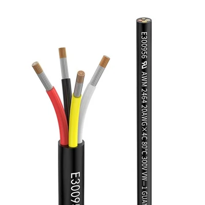 MATUGAJP 20awg 0.5mmÂ² Electrical Wire 4 Core Extension Cable 20 feet UL2464 DC