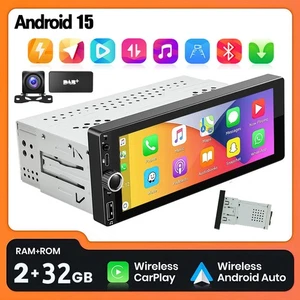 Autoradio 1DIN mit RDS/NAVI/WIFI/BT Android 15 Wireless CarPlay Touchscreen DAB+ - Bild 1 von 14