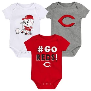 Infant Red/White/Gray Cincinnati Reds Born To Win 3-Pack Bodysuit Set - Picture 1 of 4