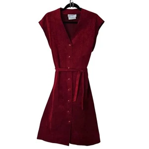 Vintage Blassport Ultrasuede Shirt Dress Size Large Bill Blass Mod Party V-Neck - Picture 1 of 13