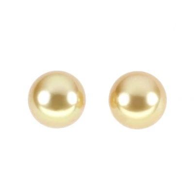 Tasaki Pearl K18YG Golden Pearl Diameter Approx 8.0 mm Earrings - Auth free ship - Image 1 of 4
