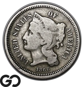 1866 Three Cent Nickel - Picture 1 of 3
