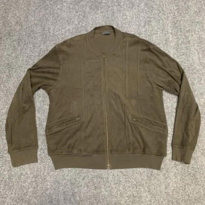 Chaqueta de tela de felpa con cremallera completa de la colección John Varvatos talla grande talla L Foto 1 de 4