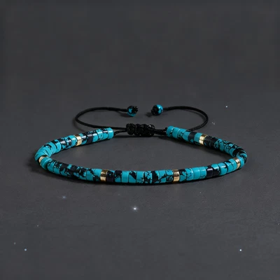 Pulsera de cuentas turquesa, joyería de piedras preciosas naturales, regalo de protección y curación Foto 1 de 4