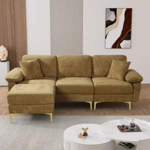 Modern L-Shaped 3-Seater Sectional Sofa Living Room Comfy Sleeper Sofa Couches - Picture 1 of 8