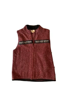 Woolrich Gilet Donna MEDIA Borgogna Erica Ricamato Alce Neve Bordo Sci Zip - Foto 1 di 8