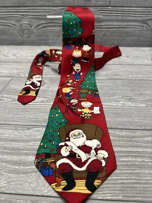 Corbata de seda para hombre Peanuts Snoopy Santa Claus vacaciones de Navidad Charlie Brown Foto 1 de 4