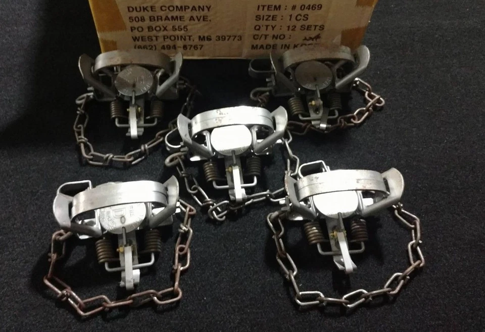 5 Duke # 1 Coil Spring Trap Raccoon Muskrat Nutria Rabbit 0469 Survival Trap  - Image 1 of 1