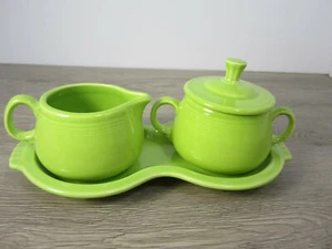 Fiesta Sugar Cremer Set 4 Pieces Homer Loughlin Lemongrass/ Lime Green Dinnerwar - Picture 1 of 10
