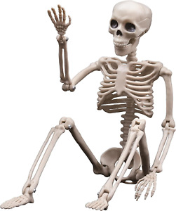 Halloween Skeleton Decorations, 2.95Ft Posable Plastic Skeleton, Full Size