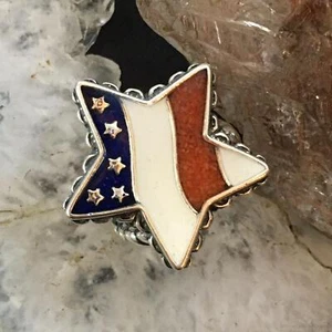 Carolyn Pollack Vintage Sterling Silver Star Shape American Flag Ring For Women - Picture 1 of 10