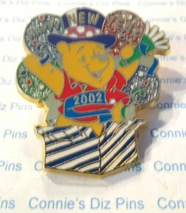 Winnie the Pooh - 2002 Happy New Year Celebration - Gold Toned Disney Store Pin - Picture 1 of 2