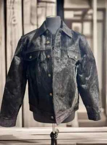 Genuine Cowhide Leather Jacket for Men | Natural Hair-On Cow Skin Fashion Coat - Picture 1 of 5