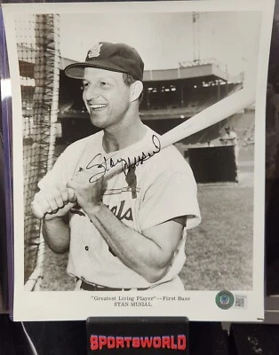 Stan Musial Signed 8x10 Photo St. Louis Cardinals HOF Beckett COA - Image 1 of 4