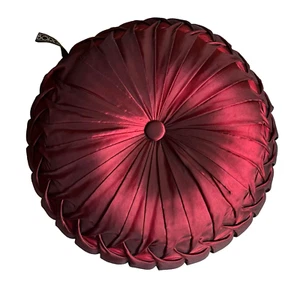 Borgata Burgundy Pleated Pinwheel Round Home Decor Throw Pillow - Picture 1 of 8