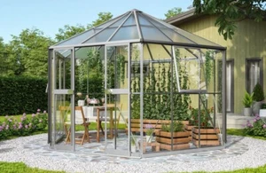 Vitavia Pavillon, Gewächshaus, PI 9000, alu-eloxiert, Glas/HKP inkl. Fundament - Bild 1 von 5