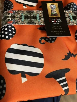 Cynthia Rowley Curious Halloween Tablecloth oblong 60x84” Witch Hats, Pumpkins - Image 1 of 4