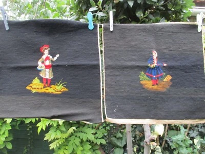 2 tapisseries 1/2 point laine anciennes XIX enfants - Photo 1/4