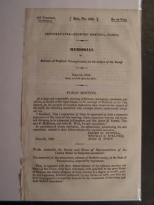 Government Report 1832 Inhabitants of Bedford PA Upon the Subject of Tariff - Picture 1 of 1
